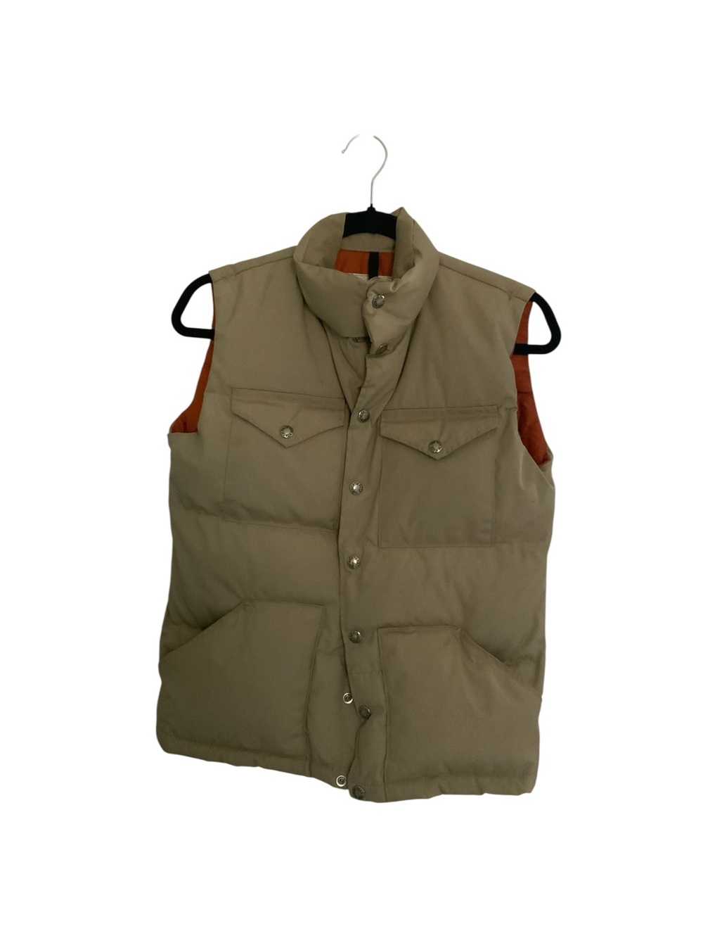 The North Face Men’s Tan Quilted Down  XXS Vest with Orange Lining